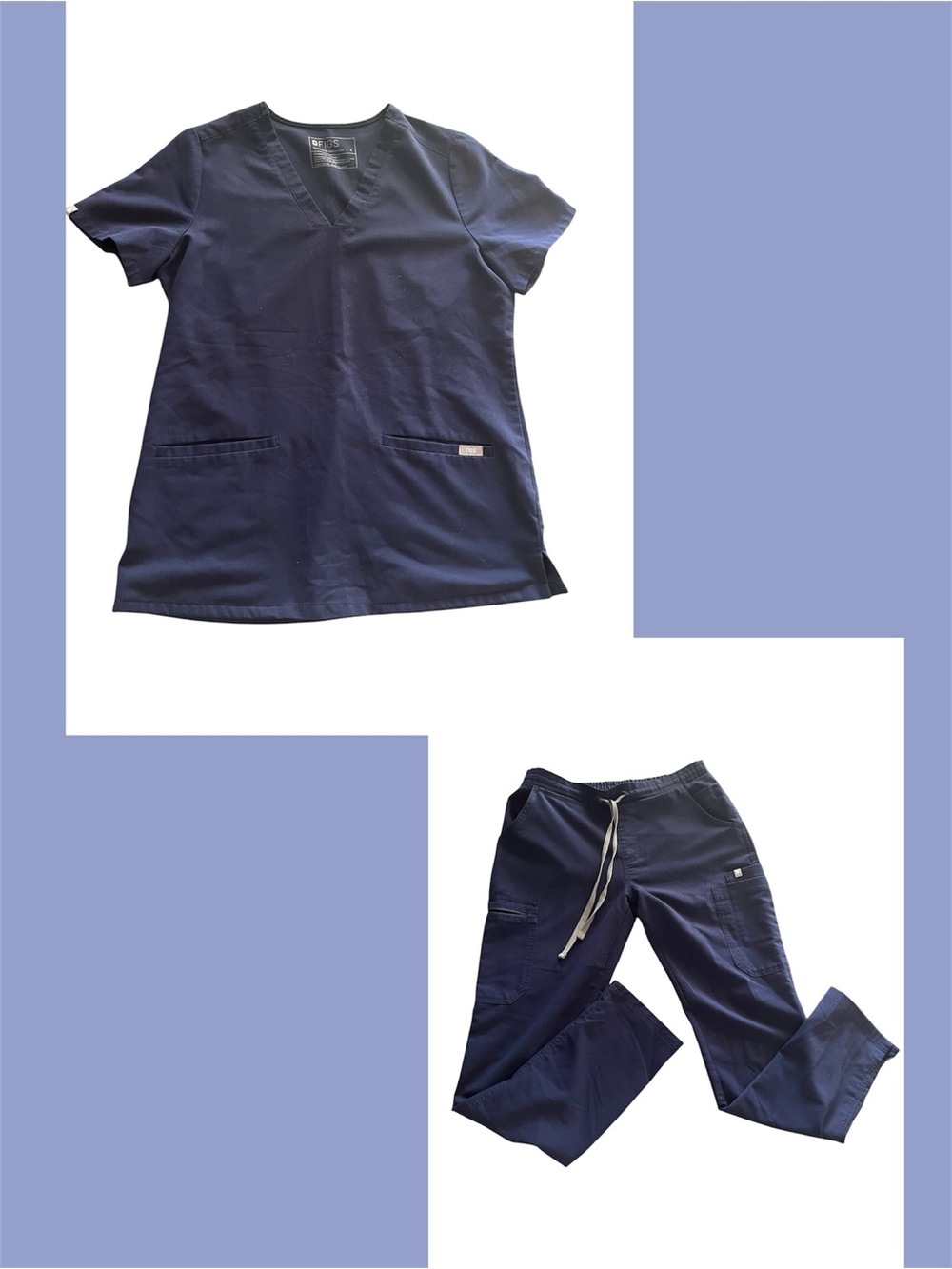 Figs Set Size Small Navy Blue Pockets Drawstring